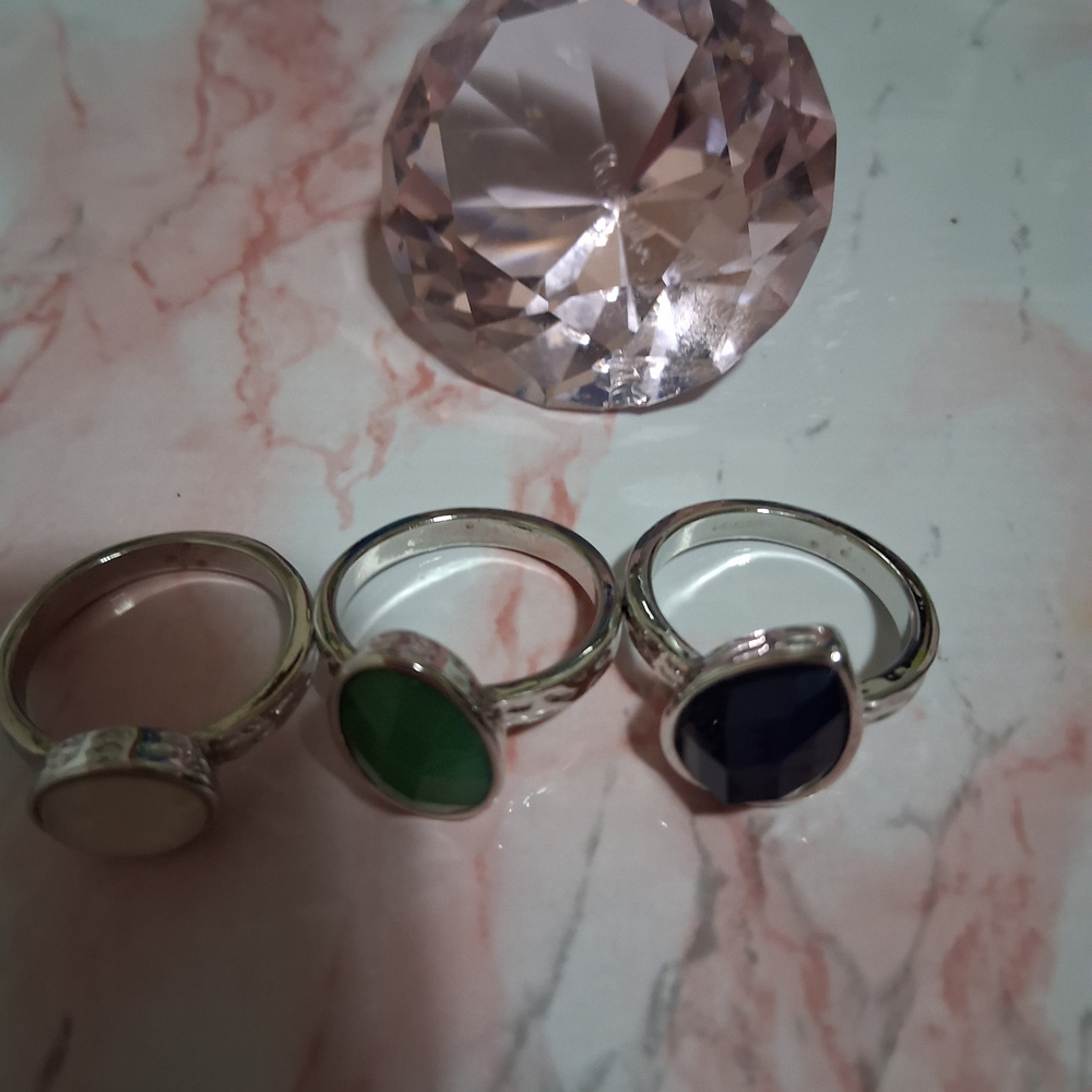 Sterling Silver Multi-Stone Statement Ring Green,… - image 2